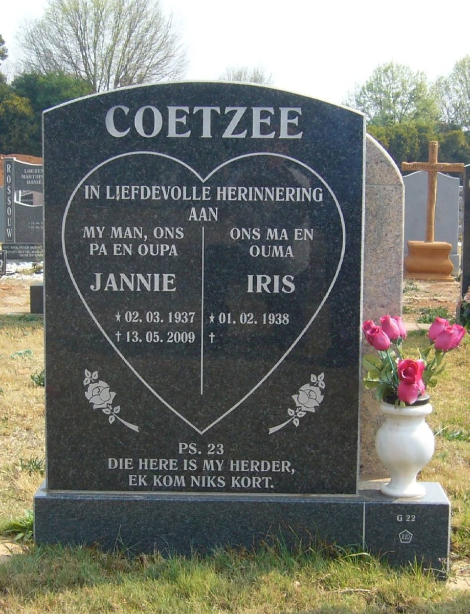 COETZEE Jannie 1937-2009 &amp; Iris 1938-