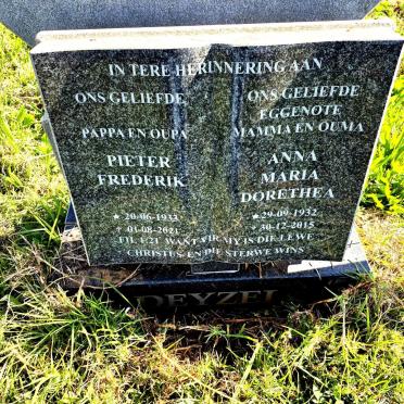 DEYZEL Pieter Frederik 1933-2021 & Anna Maria Dorethea 1932-2015