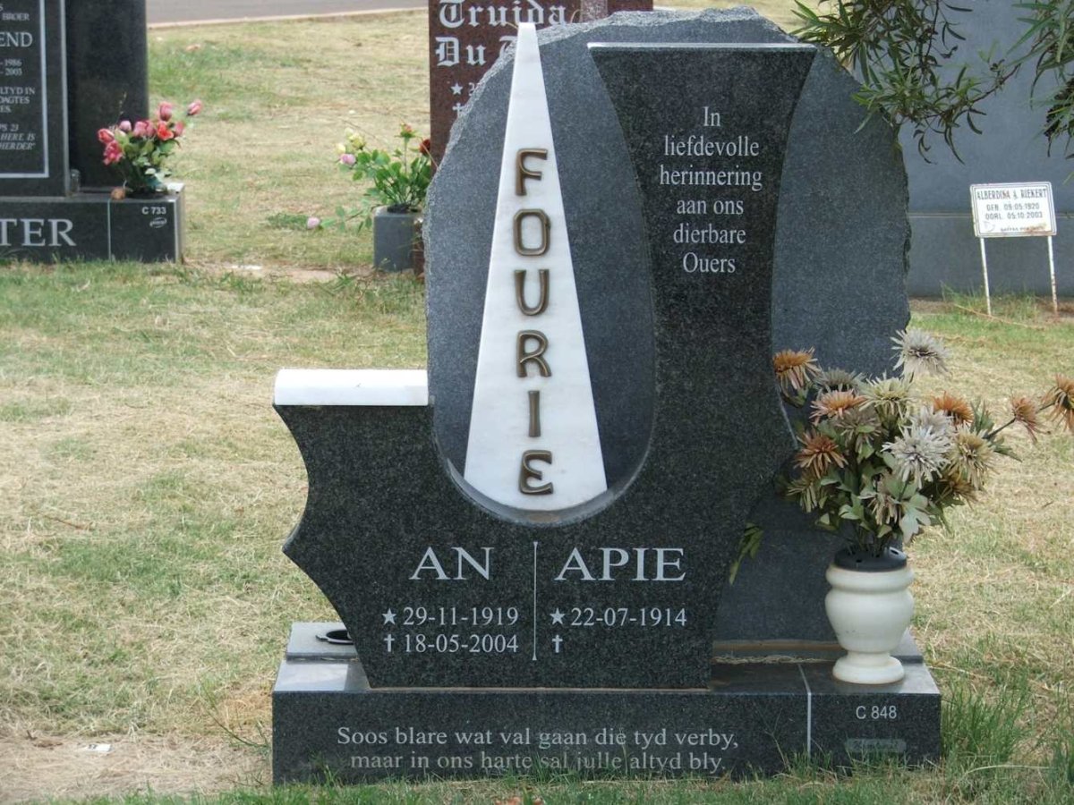 FOURIE Abraham 1914- &amp; Anna 1919-2004