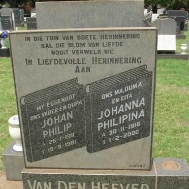 HEEVER Johan Philip, van den 1911-1981 &amp; Johanna Philipina 1916-2000