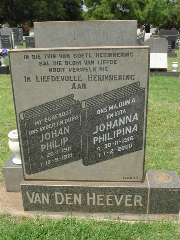 HEEVER Johan Philip, van den 1911-1981 &amp; Johanna Philipina 1916-2000