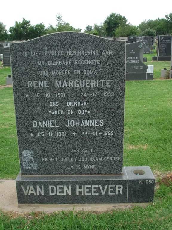 HEEVER Daniel Johannes, van den 1931-1999 &amp; René Marguerite 1931-1993