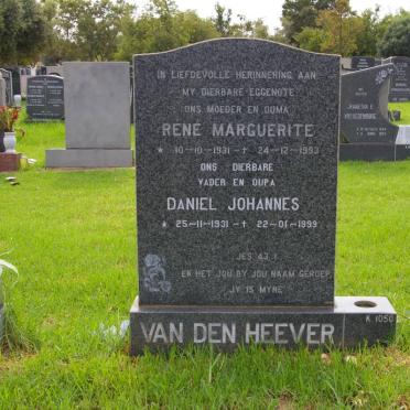HEEVER Daniel Johannes, van den 1931-1999 &amp; René Marguerite 1931-1993