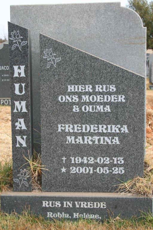 HUMAN Frederika Martina 1942-2001