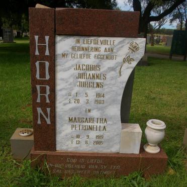 HORN Jacobus Johannes Jurgens 1914-1983 &amp; Margaretha Petronella 1919-2005