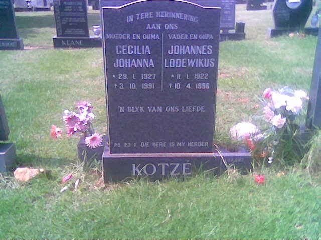 KOTZE Johannes Lodewikus 1922-1996 &amp; Cecilia Johanna 1927-1991