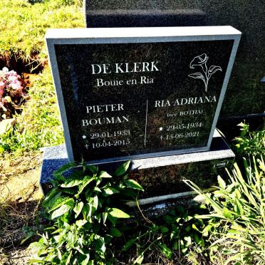 KLERK Pieter Bouman, de 1933-2015 & Ria Adriana BOTHA 1934-2021