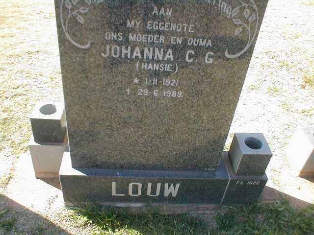 LOUW Johanna C.G. 1921-1989