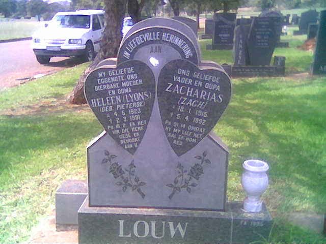 LOUW Zacharias 1915-1992 &amp; Heleen LYONS nee PIETERSE 1923-1991