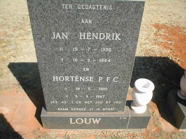 LOUW Jan Hendrik 1900-1984 &amp; Horténse P.F.C. 1905-1987