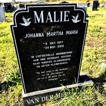 MERWE Johanna Martha Maria, van der 1917-2015