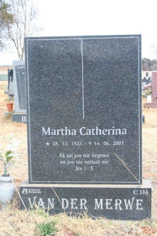MERWE Martha Catherina, van der 1923-2001