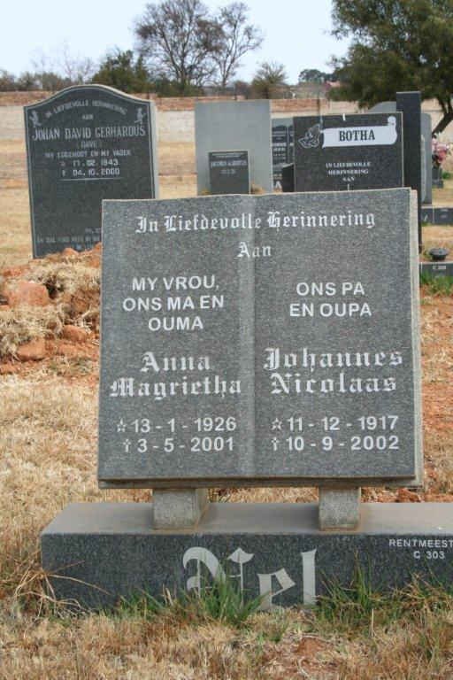 NEL Johannes Nicolaas 1917-2002 &amp; Anna Magrietha 1926-2001
