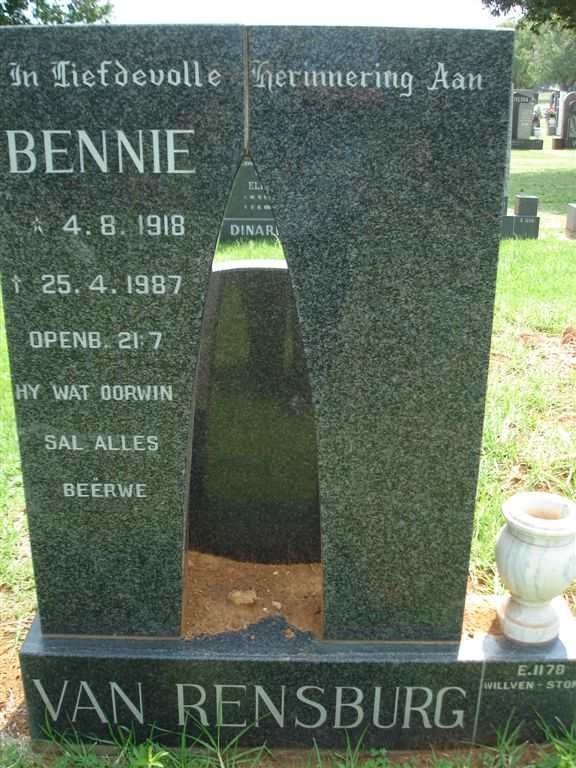 RENSBURG Bennie, van 1918-1987