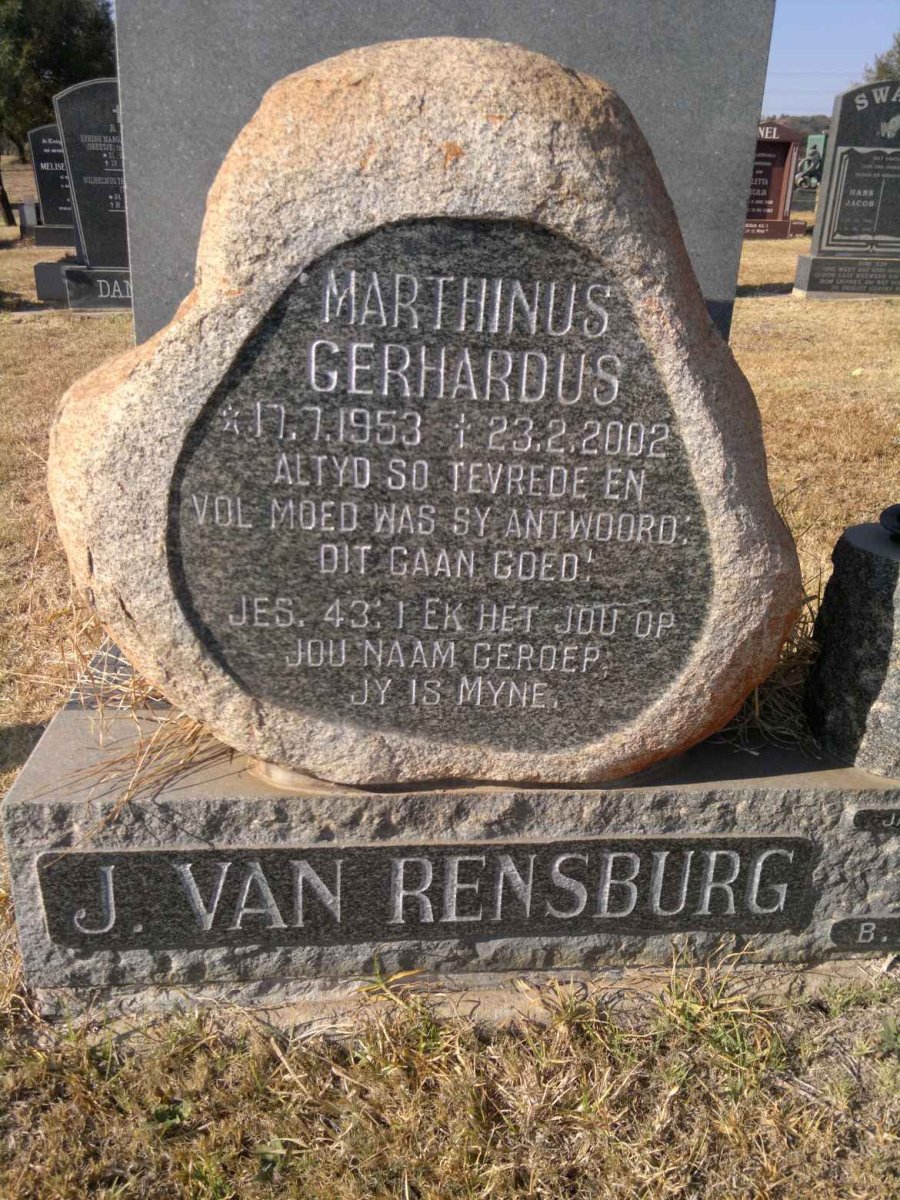 RENSBURG Marthinus Gerhardus, J. van 1953-2002