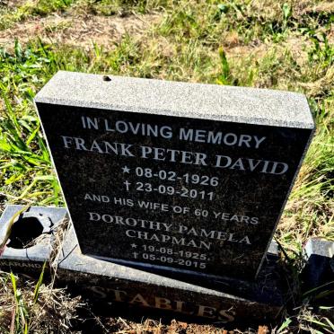 STABLES Frank Peter David 1926-2011 & Dorothy Pamela CHAPMAN 1925-2015