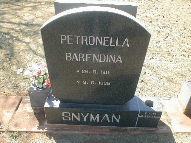 SNYMAN Petronella Barendina 1911-1988