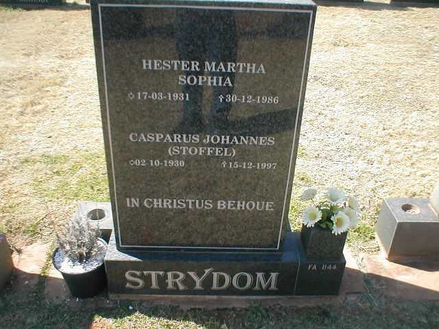 STRYDOM Casparus Johannes 1930-1997 &amp; Hester Martha Sophia 1931-1986