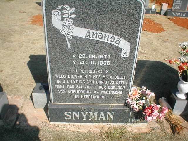 SNYMAN Ananda 1973-1995