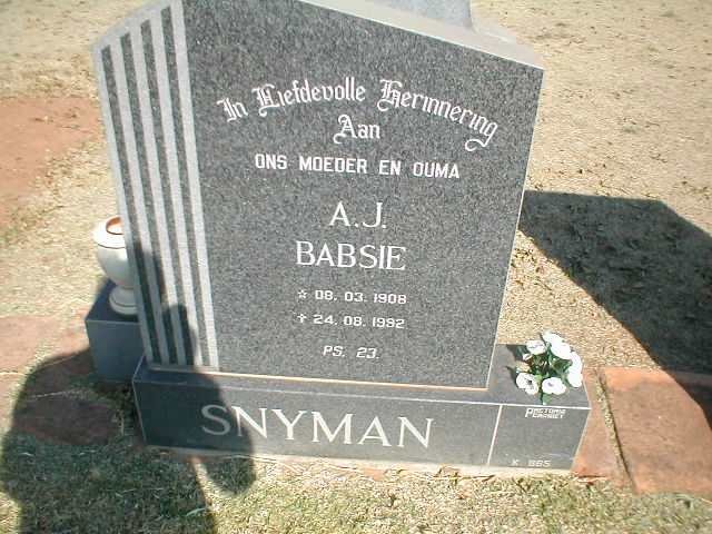 SNYMAN A.J. 1908-1992