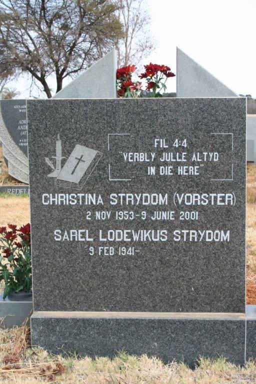 STRYDOM Sarel Lodewikus 1941- &amp; Christina VORSTER 1953-2001