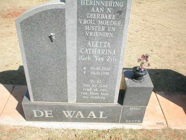 WAAL Aletta Catharina, de nee VAN ZYL 1948-1998