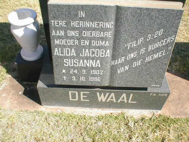 WAAL Alida Jacoba Susanna, de 1903-1986