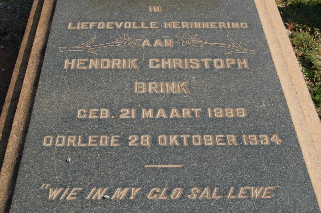 BRINK Hendrik Christoph 1888-1934