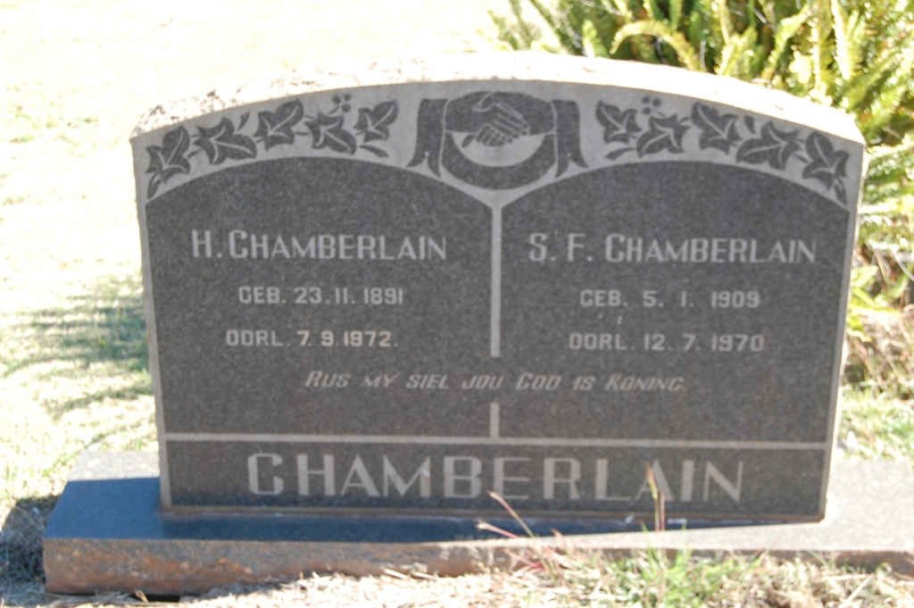 CHAMBERLAIN H. 1891-1972 &amp; S.F. 1909-1970