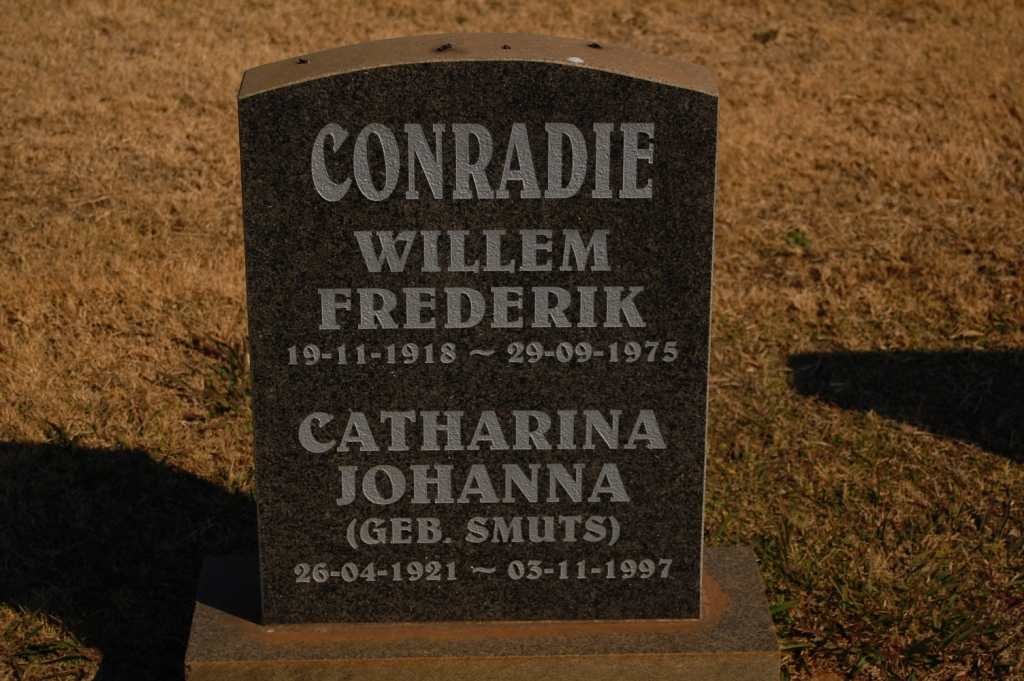 CONRADIE Willem Frederik 1918-1975 &amp; Catharina Johanna SMUTS 1921-1997