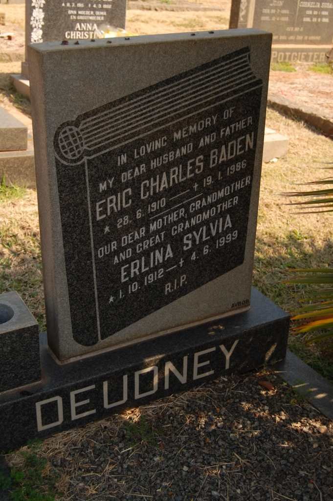 DEUDNEY Eric Charles Baden 1910-1986 &amp; Erlina Sylvia 1912-1999