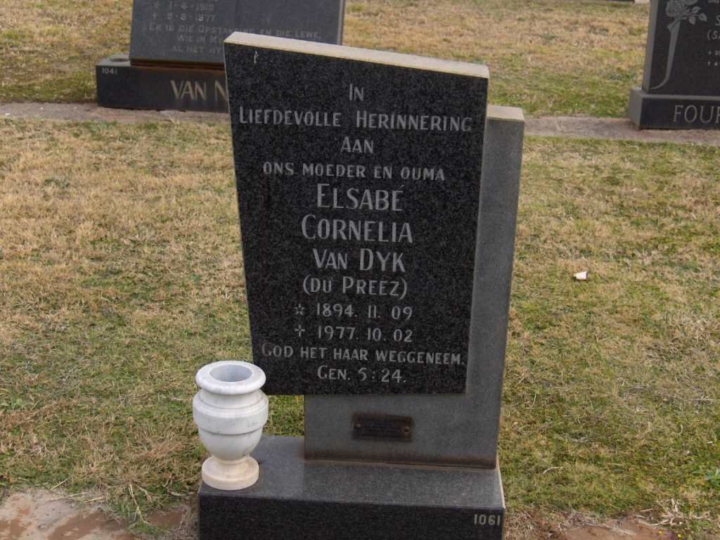 DYK Elsabe Cornelia, van nee DU PREEZ 1894-1977