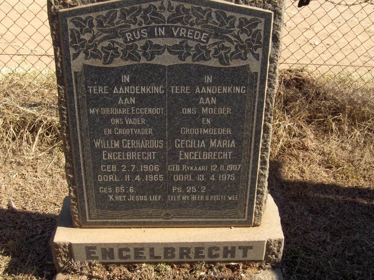 ENGELBRECHT Willem Gerhardus 1906-1965 &amp; Cecilia Maria RYKAART 1907-1975