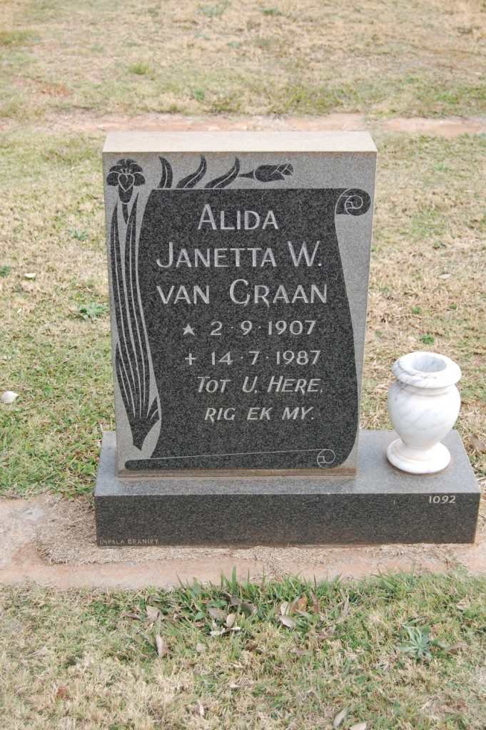GRAAN Alida Janetta W., van 1907-1987