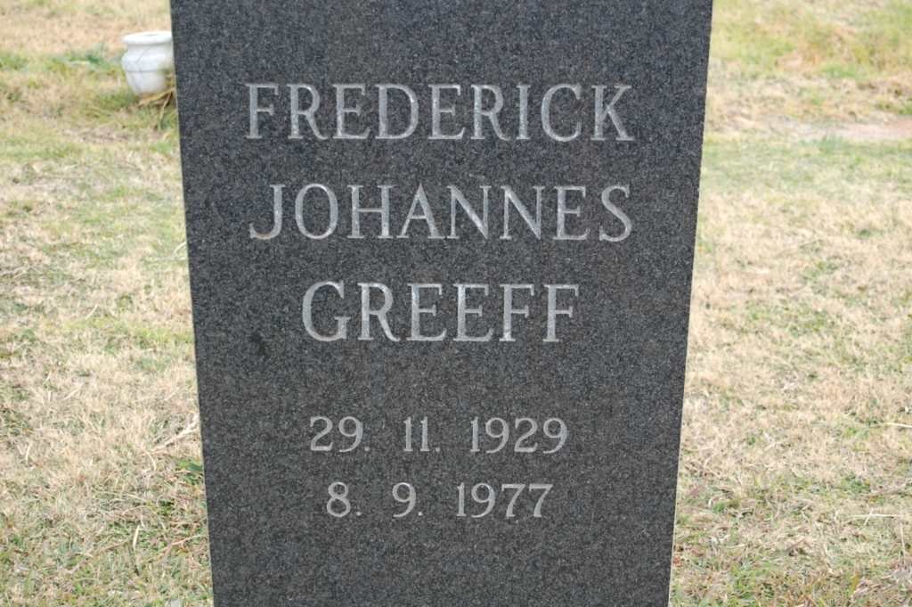 GREEFF Frederick Johannes 1929-1977