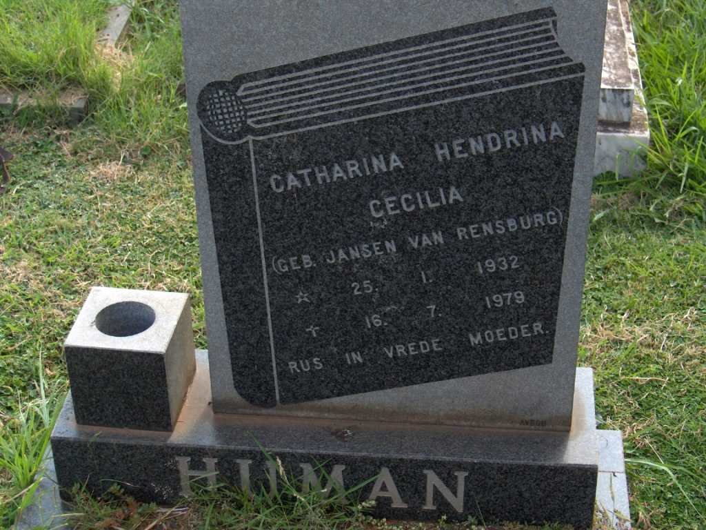 HUMAN Catharina Hendrina Cecilia nee JANSEN VAN RENSBURG 1932-1979