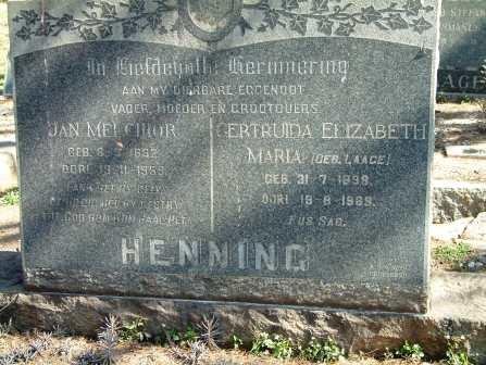 HENNING Jan Melchior 18??-1959 &amp; Gertruida Elizabeth Maria LAAGE 1898-19??