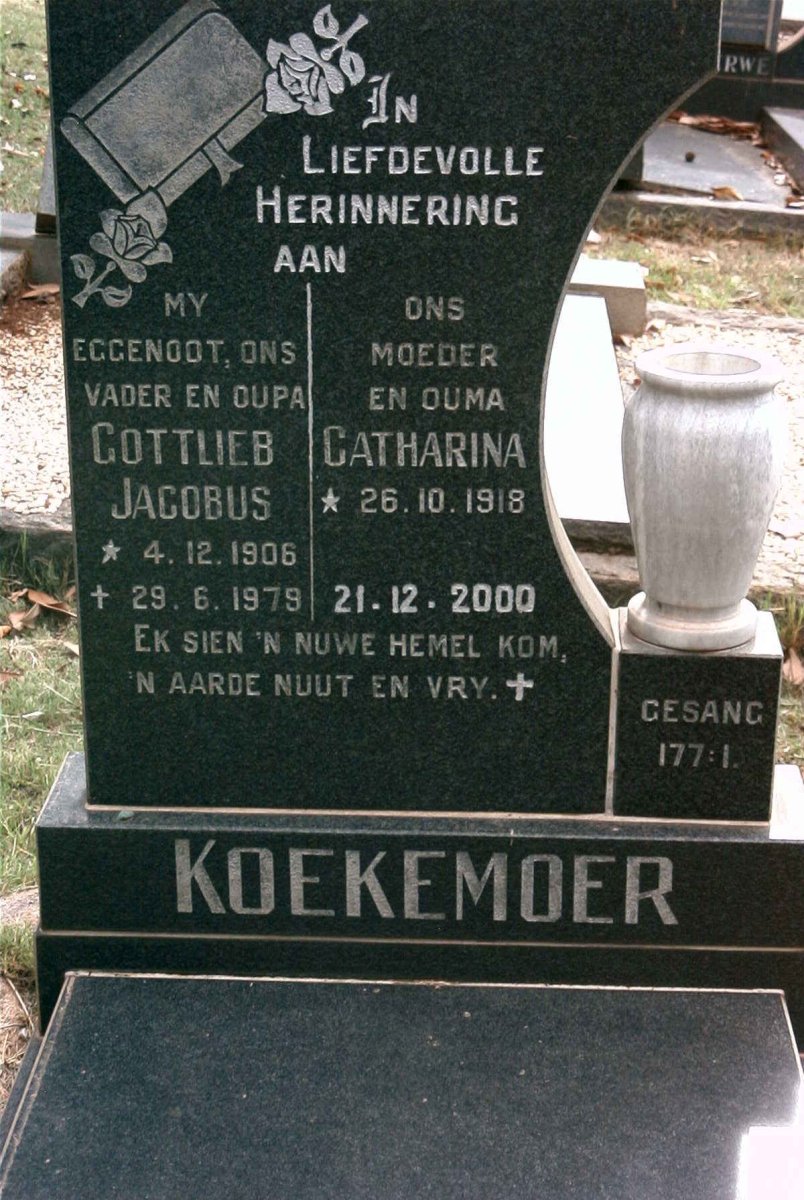 KOEKEMOER Gottlieb Jacobus 1906-1979 &amp; Catharina 1918-2000