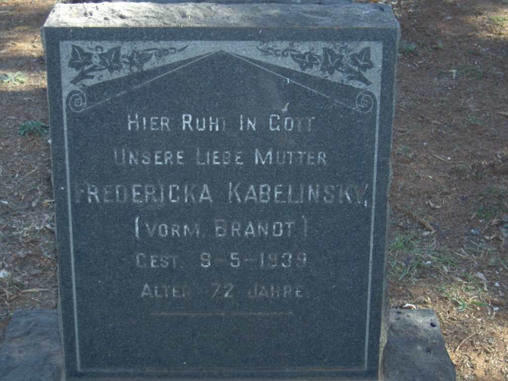 KABELINSKY Fredericka nee BRANDT -1939