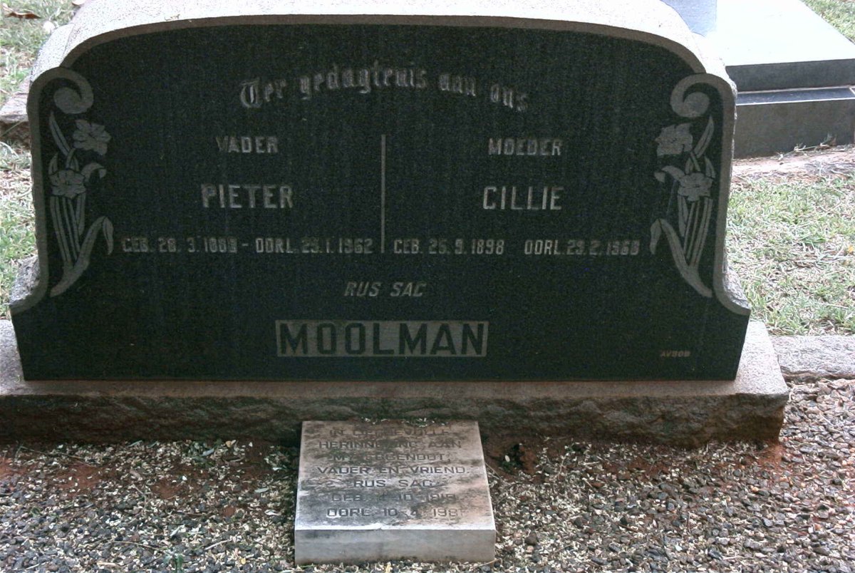 MOOLMAN Pieter 18??-1962 &amp; Cillie 1898-19?? :: MOOLMAN ? 1919-1981