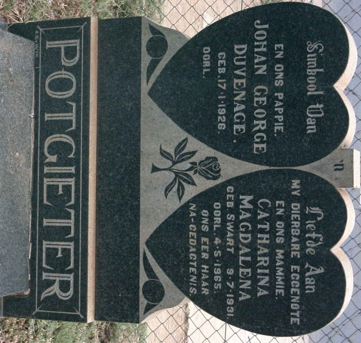 POTGIETER Johan George Duvenhage 1926- &amp; Catharina Magdalena SWART 1931-1965
