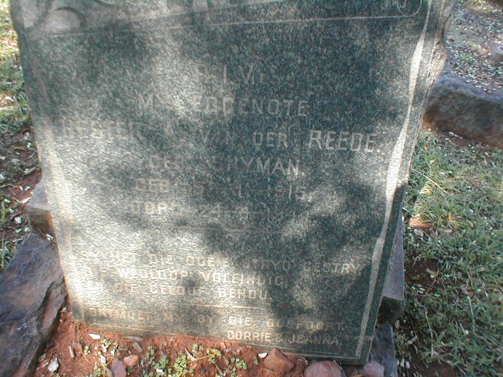 REEDE Hester A., van der geb. SNYMAN 1915-1944