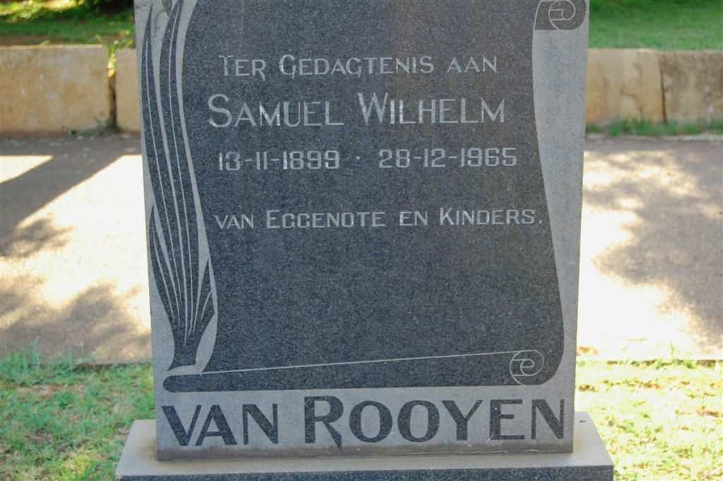 ROOYEN Samuel Wilhelm, van 1899-1965