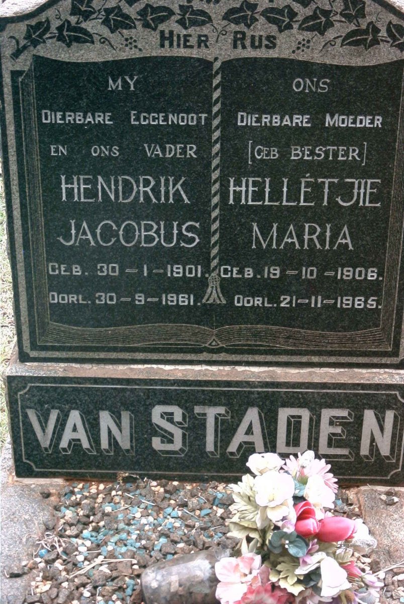STADEN Hendrik Jacobus, van 1901-1961 &amp; Helletje Maria BESTER 1906-1965