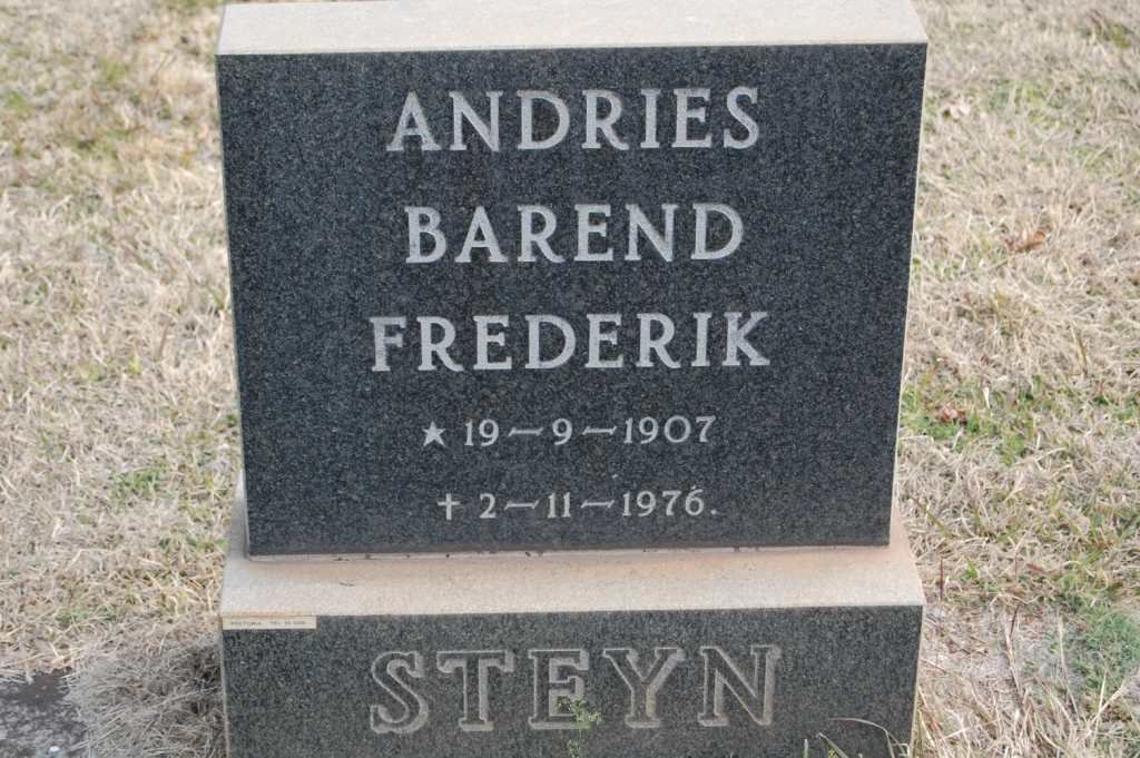 STEYN Andries Barend Frederik 1907-1976