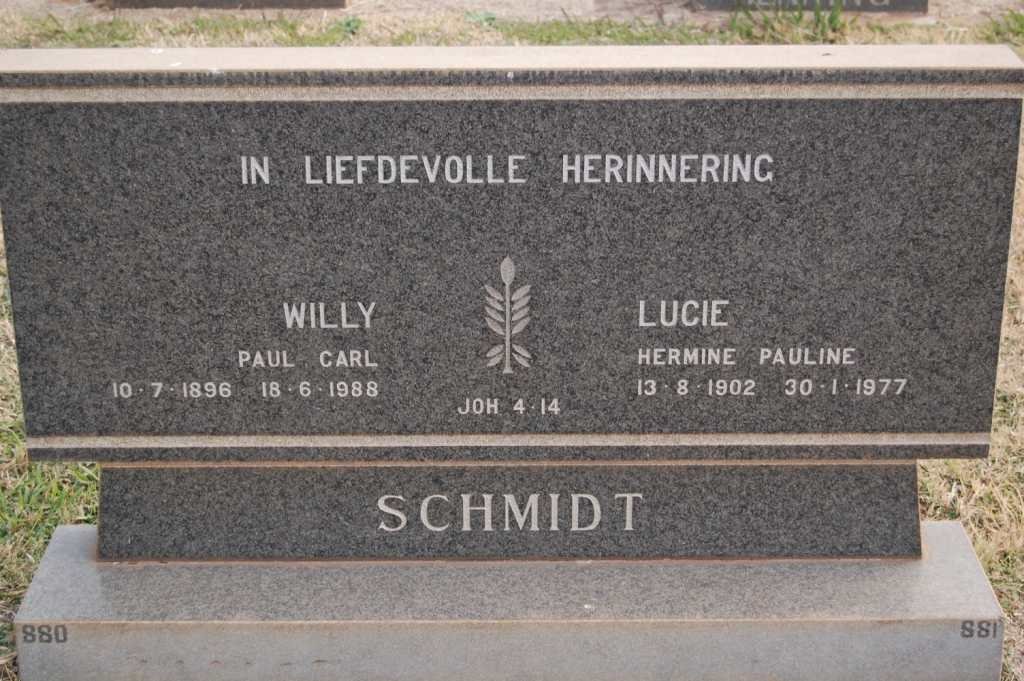 SCHMIDT Willy Paul Carl 1896-1988 &amp; Lucie Hermine Pauline 1902-1977