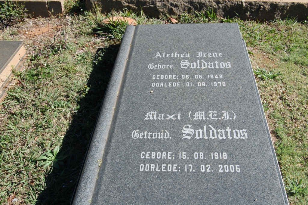 SOLDATOS M.E.J. 1918-2005 :: SOLDATOS Alethea Irene 1948-1978