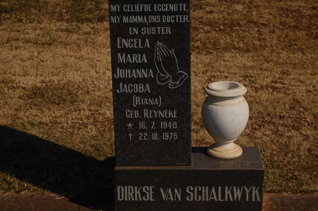 SCHALKWYK Engela Maria Johanna Jacoba, dirkse van nee REYNEKE 1948-1975