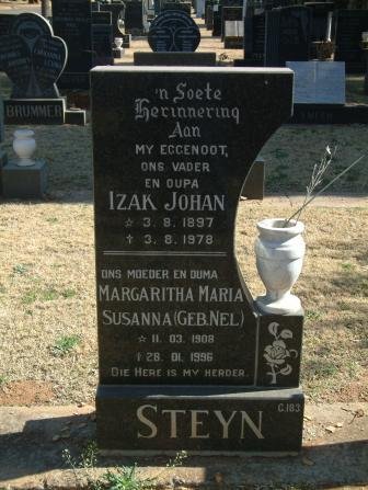 STEYN Izak Johan 1897-1978 &amp; Margaretha Maria Susanna NEL 1908-199?
