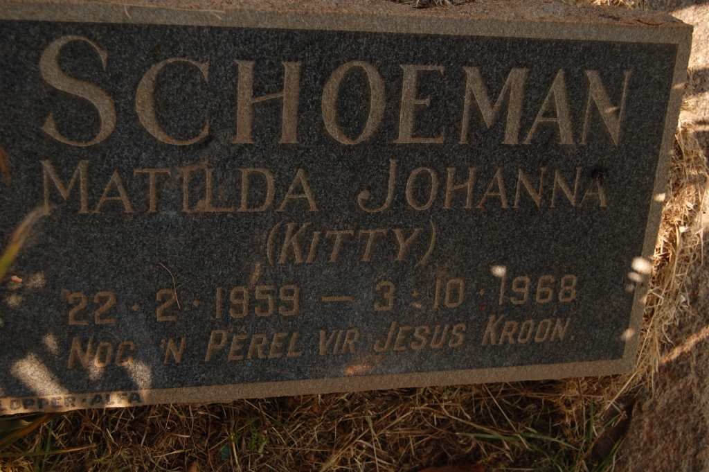SCHOEMAN Matilda Johanna 1959-1968
